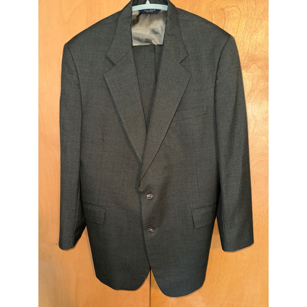 Jos. A. Bank Business Express Mens 46L Grey 100% Wool 2-Piece Suit Pleated Cuff